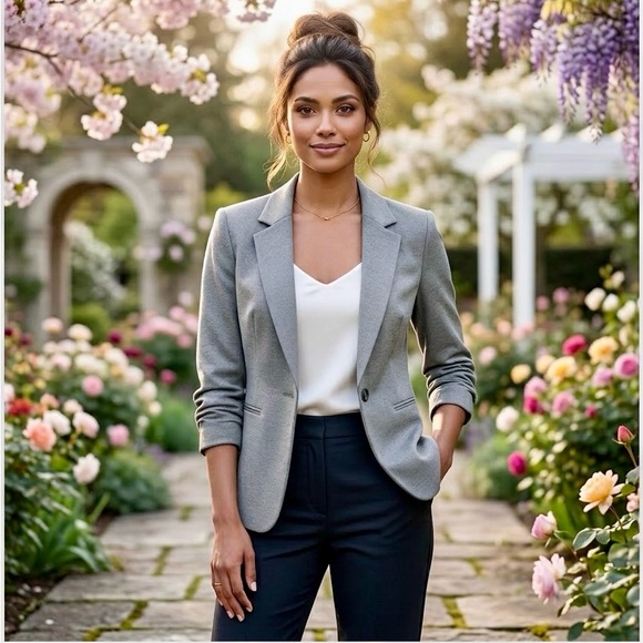 Suzy Shier Jackets & Blazers - Suzy Shier Light Gray Women's Blazer